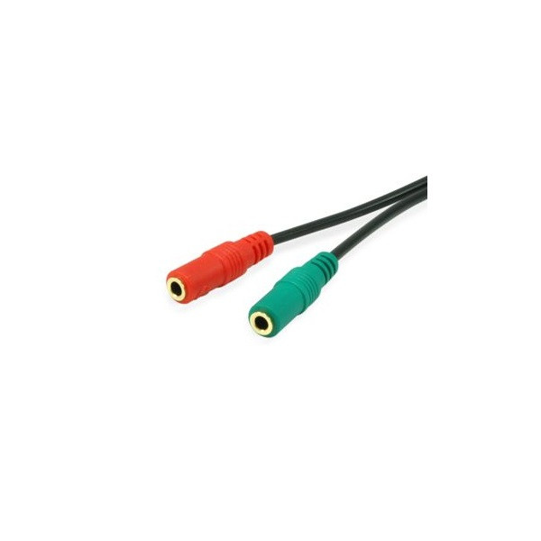 Equip kábel - 147943 (audio elosztó, 3,5mm jack, 2x anya/1x apa, fekete, 13cm)