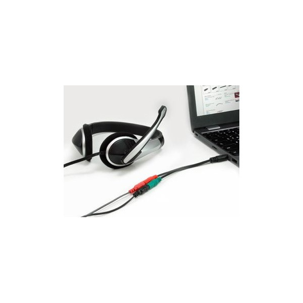 Equip kábel - 147943 (audio elosztó, 3,5mm jack, 2x anya/1x apa, fekete, 13cm)