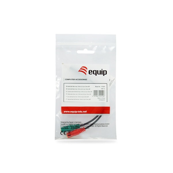 Equip kábel - 147943 (audio elosztó, 3,5mm jack, 2x anya/1x apa, fekete, 13cm)