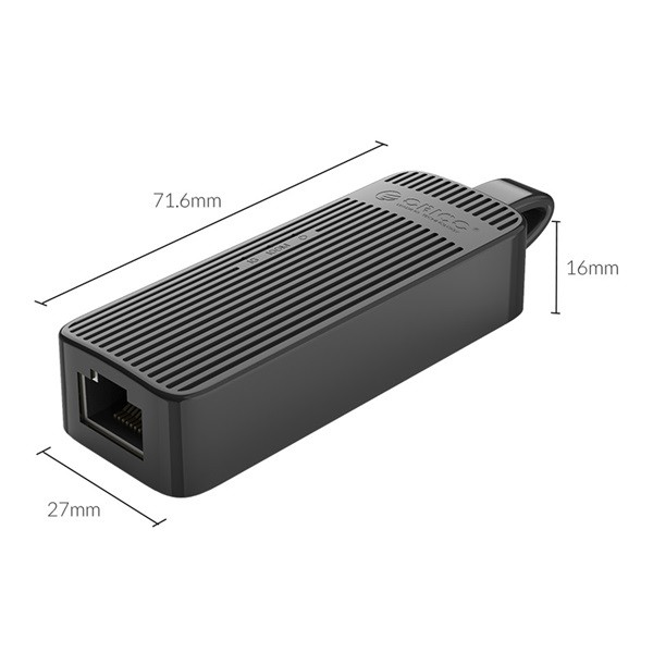 Orico kábel átalakító - utk-u2-bk/68/ (usb-a2.0 to rj-45, fekete)