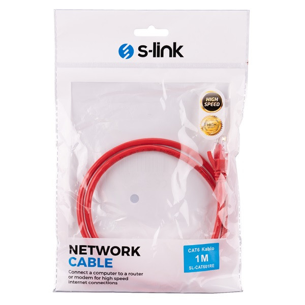 S-link kábel - sl-cat601re (utp patch kábel, cat6, piros, 1m)