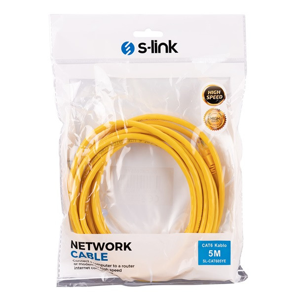 S-link kábel - sl-cat605ye (utp patch kábel, cat6, sárga, 5m)