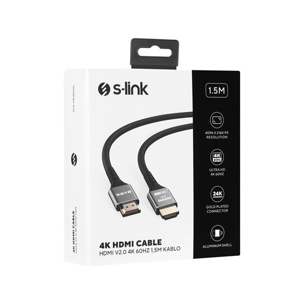 S-link kábel - slx-hd4k015 (hdmi2.0 kábel, 4k/60hz, apa/apa, aranyozott, 1,5m)