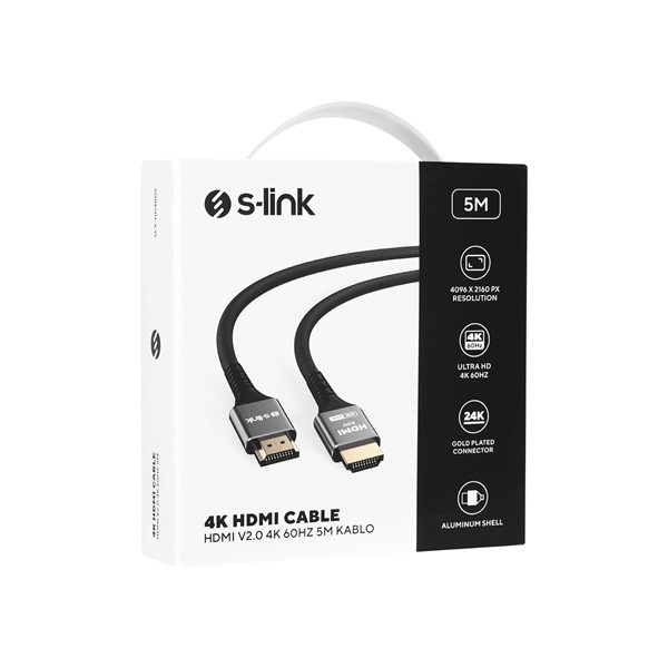 S-link kábel - slx-hd4k05 (hdmi2.0 kábel, 4k/60hz, apa/apa, aranyozott, 5m)