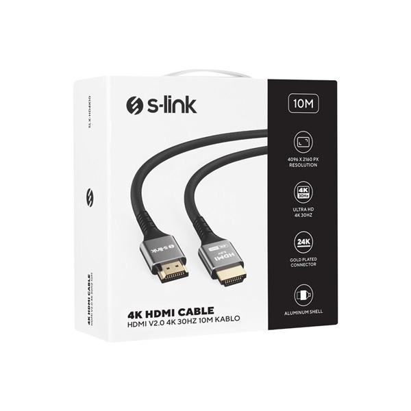 S-link kábel - slx-hd4k10 (hdmi1.4 kábel, 4k/30hz, apa/apa, aranyozott, 10m)