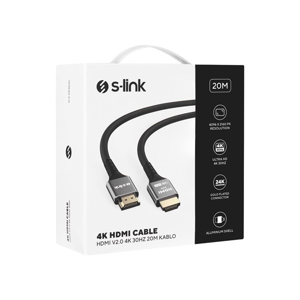 S-link kábel - slx-hd4k15 (hdmi1.4 kábel, 4k/30hz, apa/apa, aranyozott, 20m)