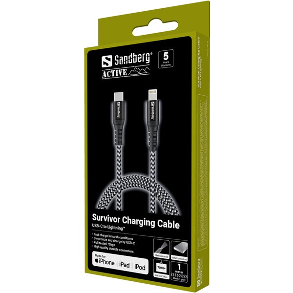 Sandberg kábel - survivor usb-c pd>lightning 1m
