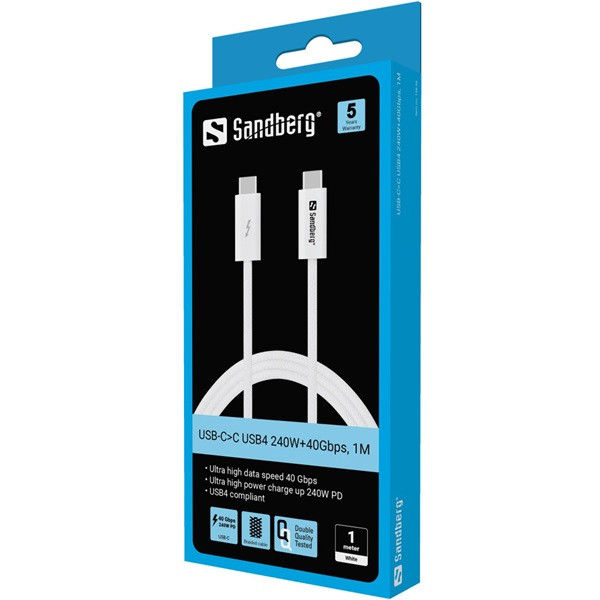 Sandberg kábel - usb-c>c usb4 240w+40gbps, 1m