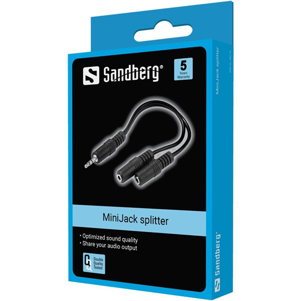 Sandberg kábel átalakító - minijack splitter 1->2