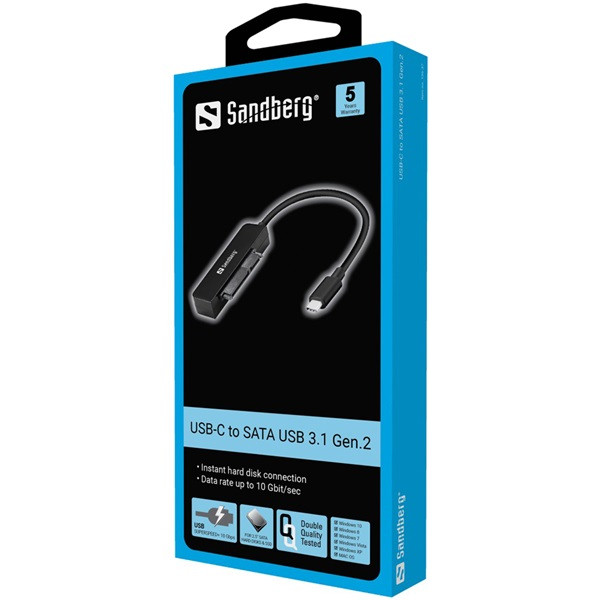 Sandberg kábel átalakító - usb-c to sata usb 3.1 gen.2 (usb-c bemenet - sata 2,5" kimenet)