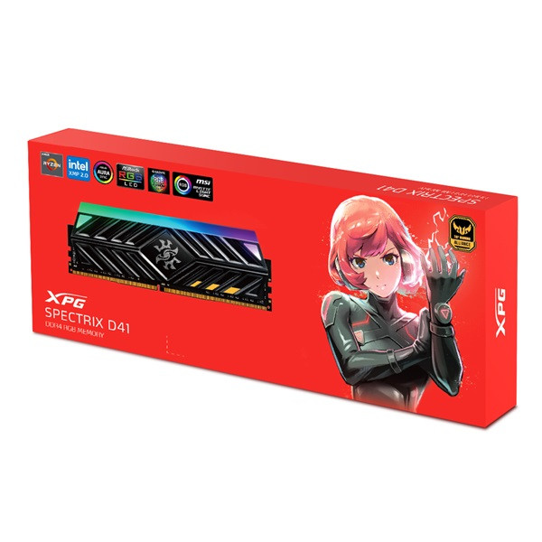 Adata memória desktop - 8gb ddr4 xpg spectrix d41 (8gb, 3600mhz, cl18, 1.35v, hűtőbordás, rgb)