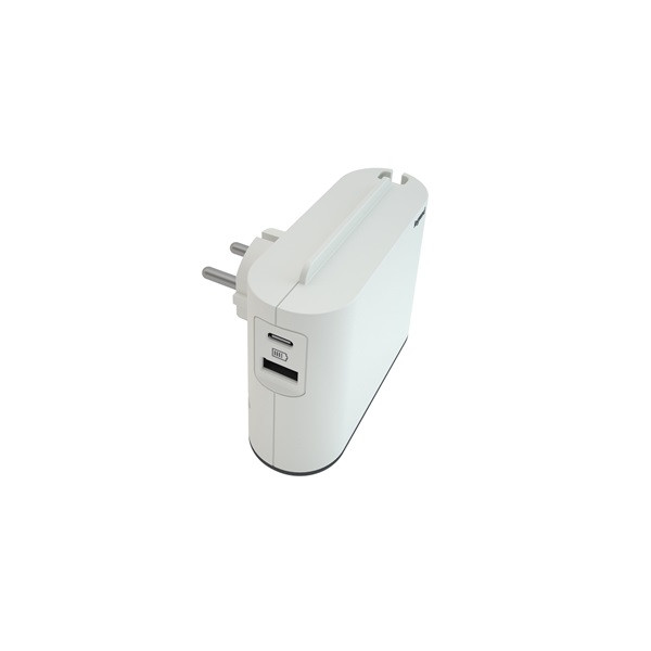 Legrand elosztó - 2 aljzat + okostelefontartóval ellátott töltő, usb-a és usb-c, (15w max.) fehér