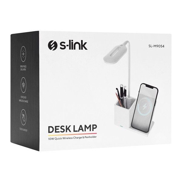 S-link asztali lámpa -sl-m9054 (wireless töltő 10w, fehér)