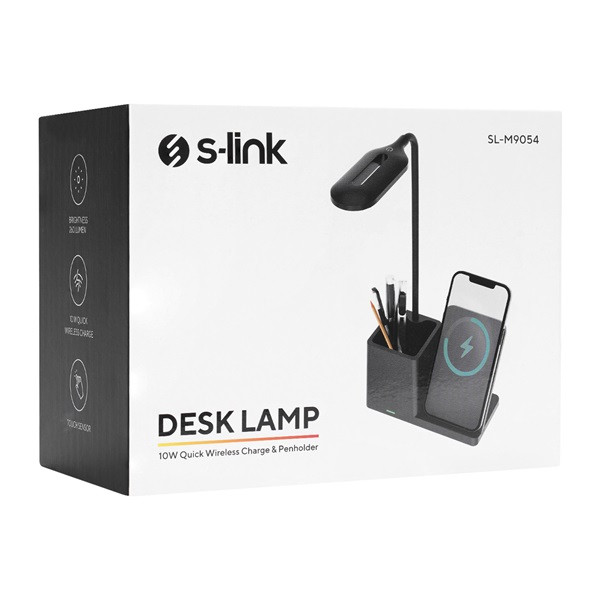 S-link asztali lámpa -sl-m9054 (wireless töltő 10w, fekete)