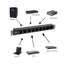 Equip hálózati elosztó - 333282 (schuko, 9 schuko, rack 1u, 1,8m kábel, fekete)