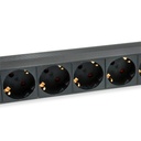 Equip hálózati elosztó - 333282 (schuko, 9 schuko, rack 1u, 1,8m kábel, fekete)