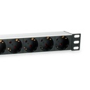 Equip hálózati elosztó - 333292 (schuko, 9 schuko, rack 1u, 1,8m kábel, aluminium, fekete)