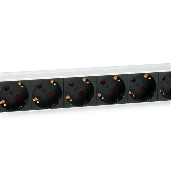 Equip hálózati elosztó - 333292 (schuko, 9 schuko, rack 1u, 1,8m kábel, aluminium, fekete)