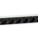Equip hálózati elosztó - 333292 (schuko, 9 schuko, rack 1u, 1,8m kábel, aluminium, fekete)