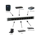 Equip hálózati elosztó - 333292 (schuko, 9 schuko, rack 1u, 1,8m kábel, aluminium, fekete)