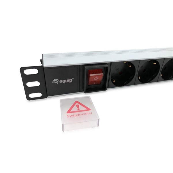 Equip hálózati elosztó - 333293 (schuko, 8 schuko, rack 1u, 1,8m kábel, aluminium, fekete)