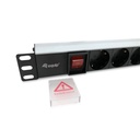 Equip hálózati elosztó - 333293 (schuko, 8 schuko, rack 1u, 1,8m kábel, aluminium, fekete)