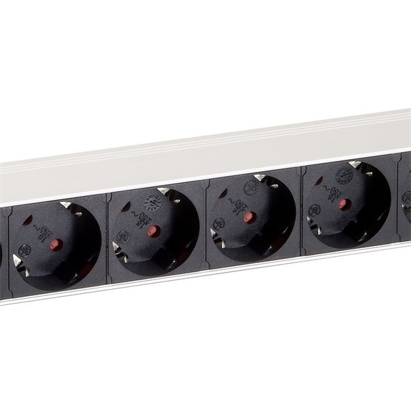 Equip hálózati elosztó - 333293 (schuko, 8 schuko, rack 1u, 1,8m kábel, aluminium, fekete)