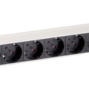 Equip hálózati elosztó - 333293 (schuko, 8 schuko, rack 1u, 1,8m kábel, aluminium, fekete)