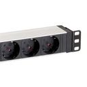 Equip hálózati elosztó - 333293 (schuko, 8 schuko, rack 1u, 1,8m kábel, aluminium, fekete)