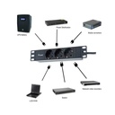 Equip hálózati elosztó - 333299 (schuko, 3 schuko, rack 10", 1,8m kábel, fekete)