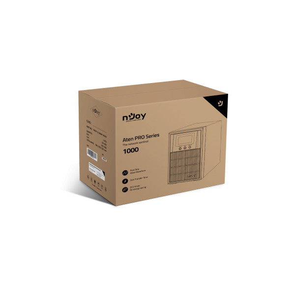 Njoy szünetmentes  1000va - aten pro 1000 (3 schuko, usb/rs-232, on-line, szinuszhullám, generátor támogatás, eco mód)