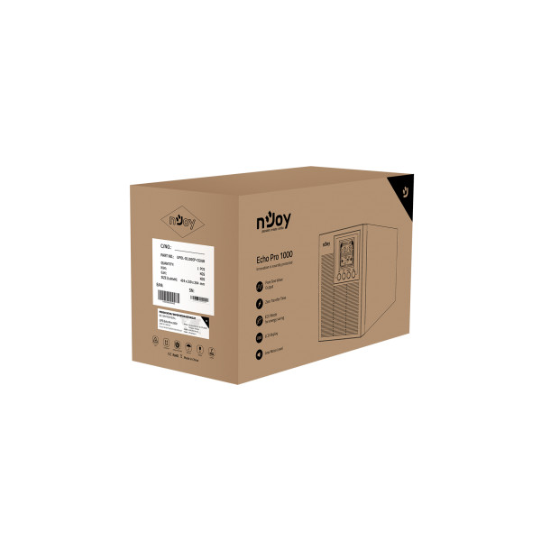 Njoy szünetmentes  1000va - echo pro 1000 (3 schuko, rs-232, on-line, szinuszhullám, generátor támogatás, fekete)