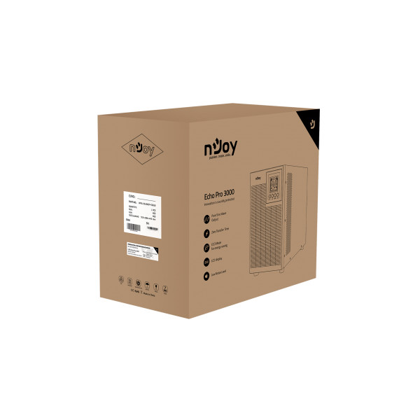 Njoy szünetmentes  3000va - echo pro 3000 (4 schuko, rs-232, on-line, szinuszhullám, generátor támogatás, fekete)
