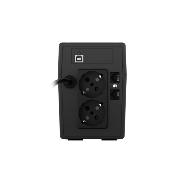Njoy szünetmentes  850va - cadu 850 (2 schuko, line-interaktív, usb menedzsment, rj11/45 vonalvédelem(1gb/s), fekete)