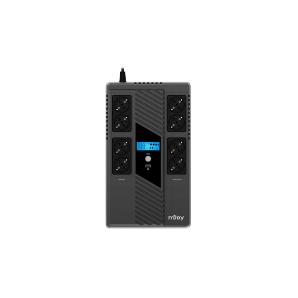Njoy szünetmentes 800va - token 800 (2x4 schuko, line-interaktív,hid usb, lcd, túlfeszültség védett, fekete)
