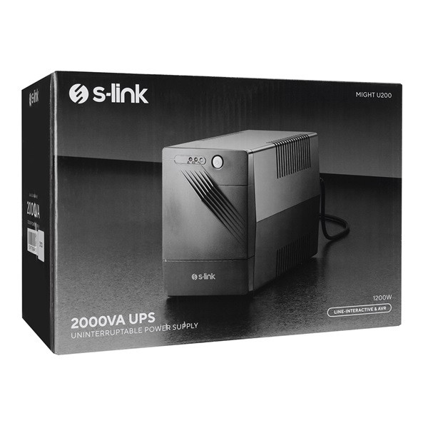 S-link szünetmentes 2000va - might u200 (2000va, 12v9ah*2, 1200w, line-interactive, 4 db töltő aljzat)