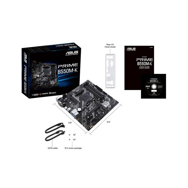 Asus alaplap - amd prime b550m-k am4 (b550, 4xddr4 4800mhz, 4xsata3, 2x m.2, raid, 4xusb2.0, 8xusb3.2)