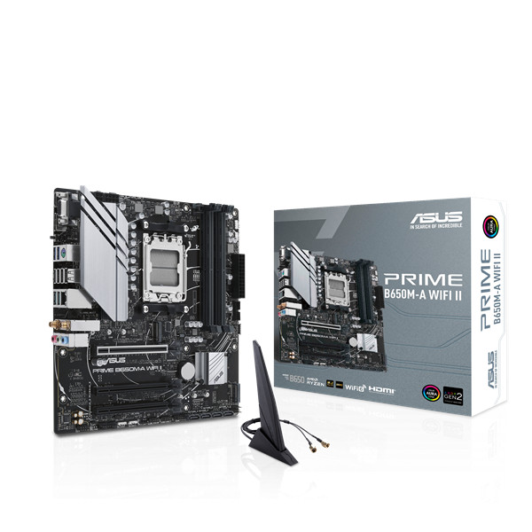 Asus alaplap - amd prime b650m-a wifi ii am5 (b650, atx, 4xddr5 6400+mhz, 4xsata3, 2x m.2, hdmi+dp+vga)