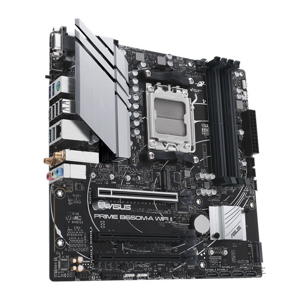 Asus alaplap - amd prime b650m-a wifi ii am5 (b650, atx, 4xddr5 6400+mhz, 4xsata3, 2x m.2, hdmi+dp+vga)