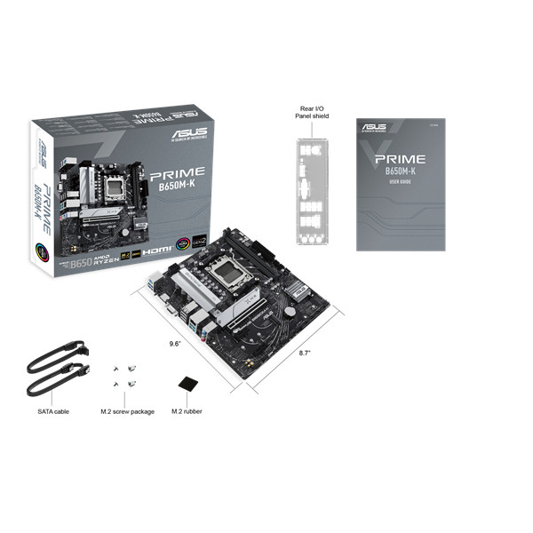 Asus alaplap - amd prime b650m-k am5 (b650, atx, 2xddr5 7800+mhz, 4xsata3, 2x m.2, hdmi+vga)