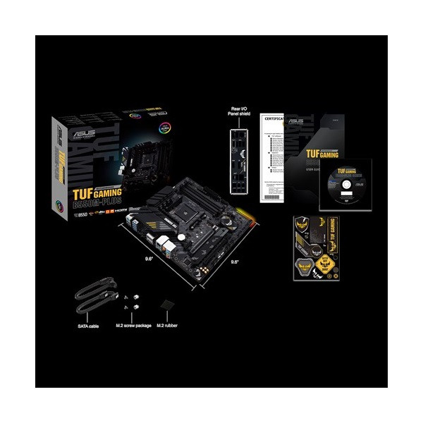 Asus alaplap - amd tuf gaming b550m-plus am4 (b550, 4xddr4 4800mhz, 6xsata3, 2x m.2, raid, 6xusb2.0, 8xusb3.2)