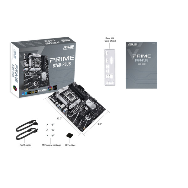 Asus alaplap - intel prime b760-plus s1700 (b760, 4xddr5 7200+mhz, 4xsata3, 2xm.2, hdmi+dp+vga)