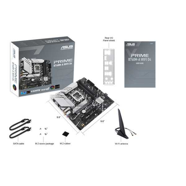 Asus alaplap - intel prime b760m-a wifi d4 s1700 (b760, 4xddr4 5333mhz, 4xsata3, 2xm.2, 2xhdmi+dp)