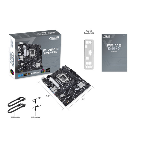 Asus alaplap - intel prime b760m-k d4 s1700 (b760, 2xddr4 5333mhz, 4xsata3, 2xm.2, hdmi+vga)