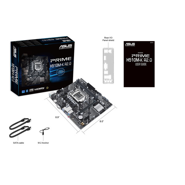 Asus alaplap - intel prime h510m-k r2.0 s1200 (h510, 2xddr4 3200mhz, 4xsata3, 1xm.2, vga/hdmi)