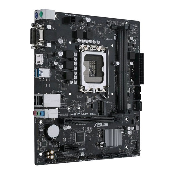 Asus alaplap - intel prime h610m-r d4-si (h610, 2xddr4 3200mhz, 4xsata3, 1xm.2, hdmi+dvi+vga)