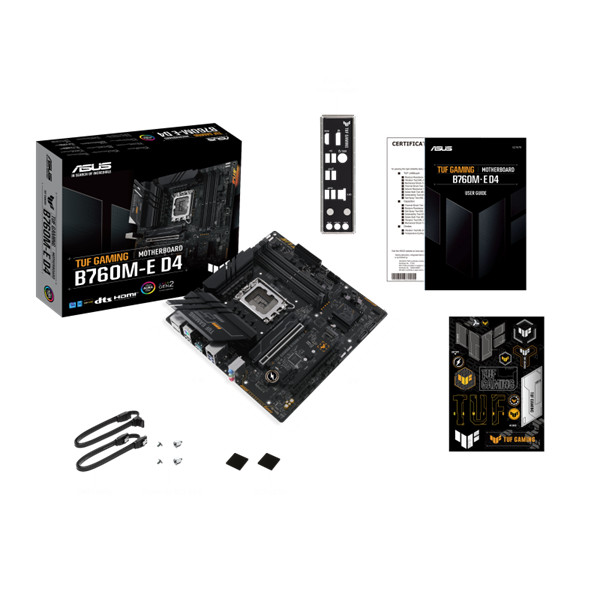 Asus alaplap - intel tuf gaming b760m-e d4 s1700 (b760, 4xddr4 5333mhz, 4xsata3, 2xm.2, hdmi+dp)