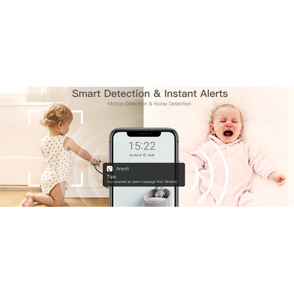 Arenti bébiőr - ainanny-cam (3mp, wifi, sírás-, hőmérséklet-, páratartalom figyelés, microsd, mikrofon, hangszóró)