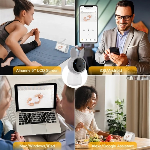 Arenti bébiőr szett - ainanny + 5" lcd (3mp, sírás-, hőmérséklet-, páratartalom figyelés, microsd, mikrofon, hangszóró)