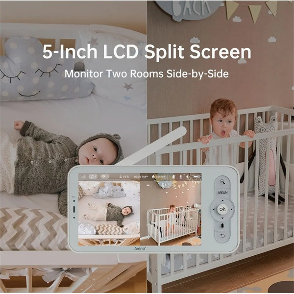 Arenti bébiőr szett - ainanny + 5" lcd (3mp, sírás-, hőmérséklet-, páratartalom figyelés, microsd, mikrofon, hangszóró)